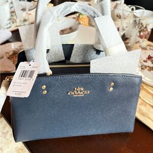 Coach Dark Blue Leather Top handle Handbag 👜